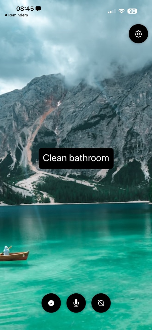 Completing or skipping a reminder in dark mode